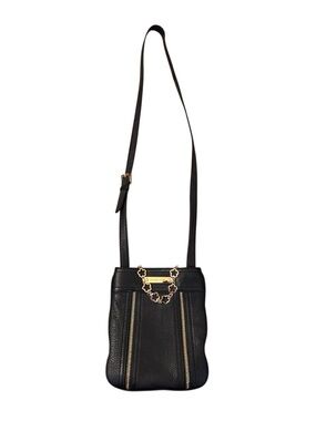 Michael Kors Black Pebbled Leather Crossbody Bag Gold Hardware w/ Charm